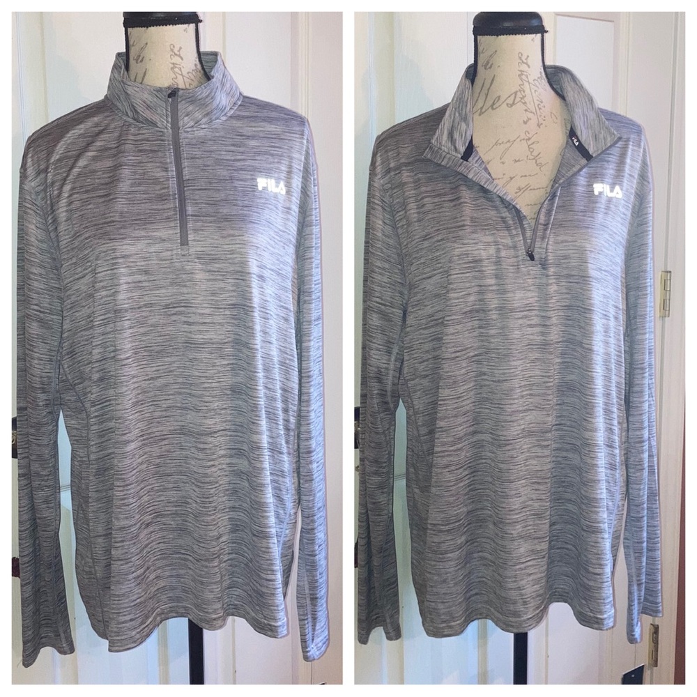 NWT Fila Mens Lightweight Longsleeve 1/4 Zip Top Athleticwear Grey Sz XLarge